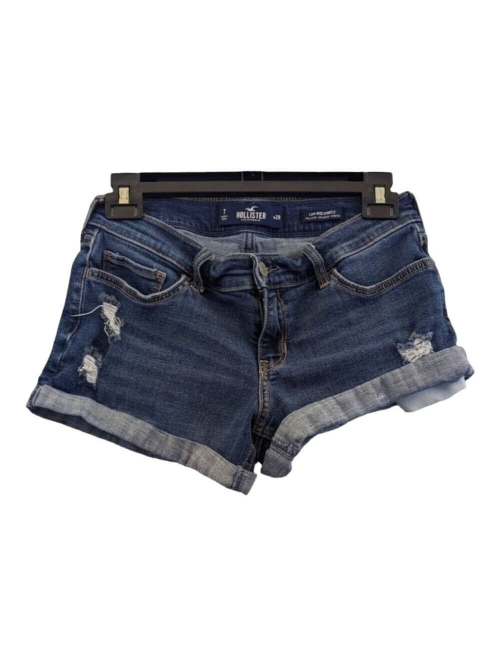 Hollister Distressed Low Rise Short Shorts Size 7 - 28 Waist EUC